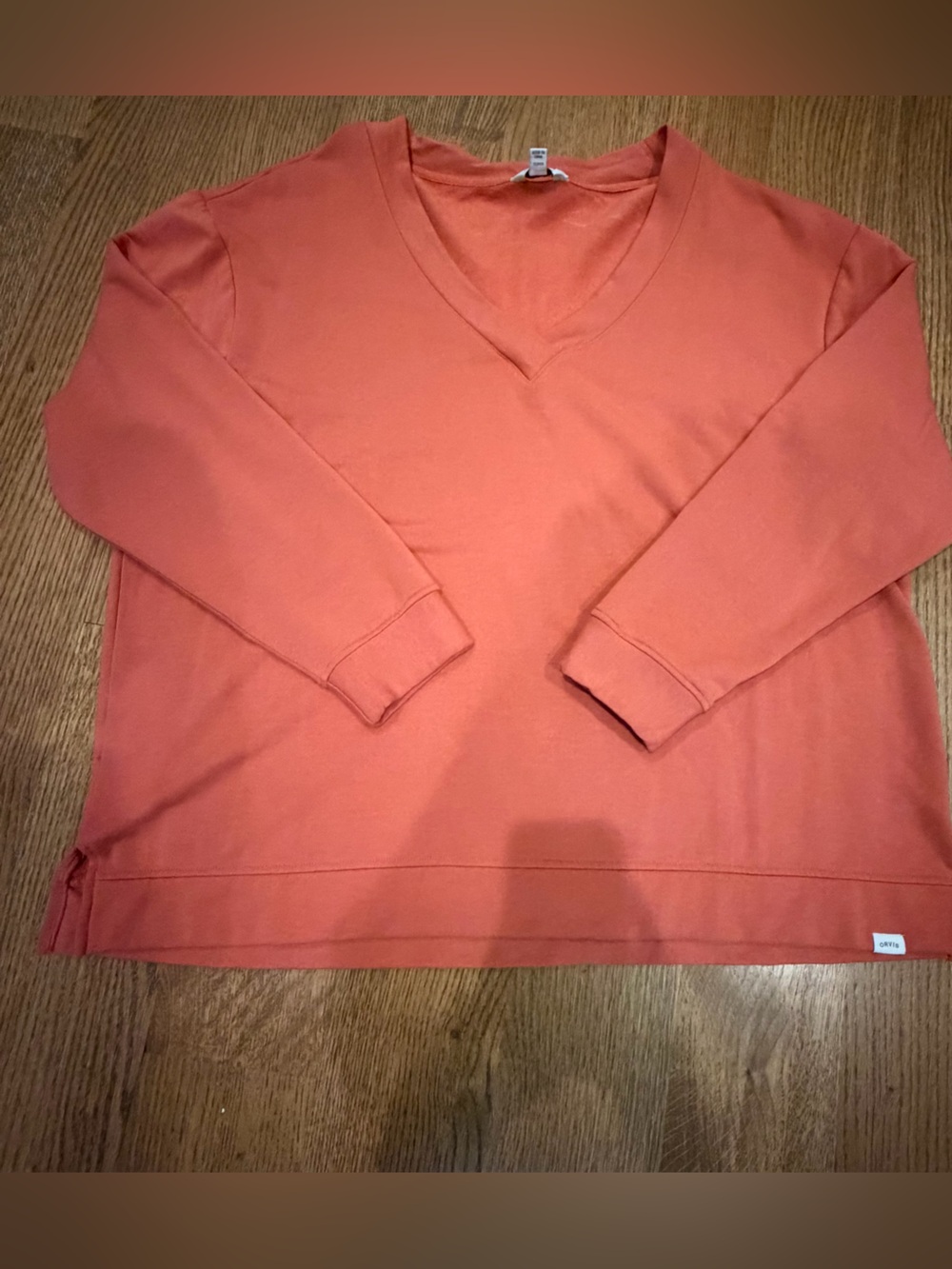 Orvis Classic Collection Womens XXL V-Neck Fleece Sweatshirt Burnt Orange